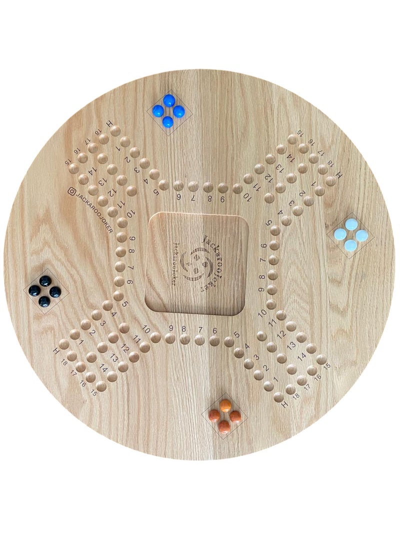جاكارو جوكر لعبة جاكاروا المميزة من الخشب الصلب مع حقيبة، كرات زجاجية وبطاقات لعب بلاستيكية لـ 4-6 لاعبين 54 سم - Image 3