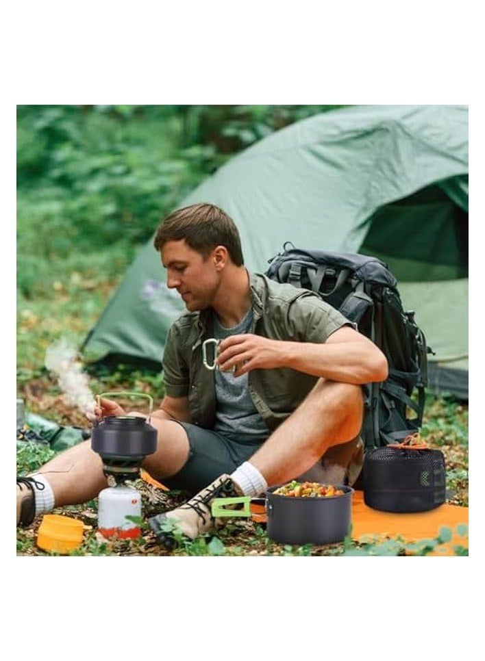 erorex 16 Pcs Camping Cookware Mess Kit,Non-Stick Lightweight Pots Pan Set Portable Outdoor Cookware for Camping Backpacking Compact Camping Cooking Set Hiking Outdoor Cooking and Picnic - Image 5