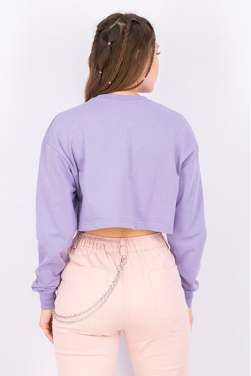 XOXO بلوزة رياضية نسائية بأكمام طويلة بسيطة، لافندر - Image 3