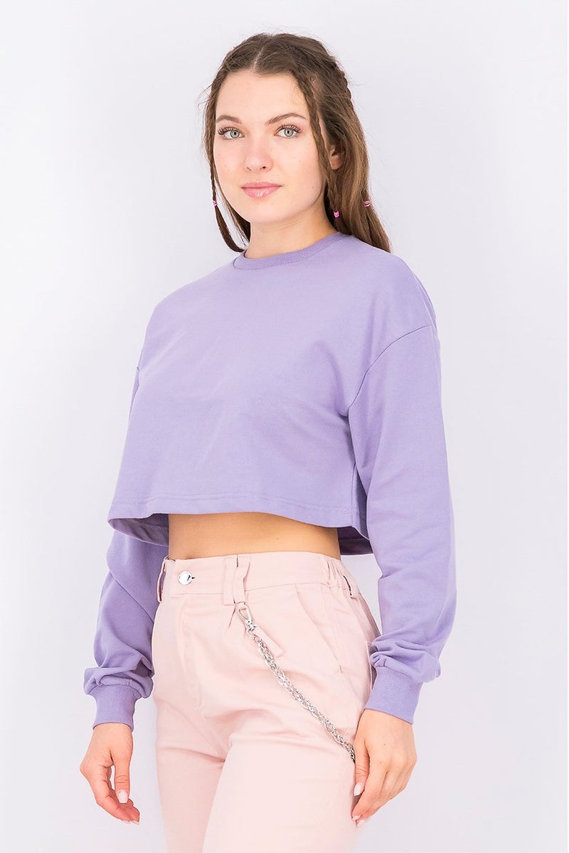 XOXO Women Sports Fit Long Sleeve Plain Top, Lavender - Image 2