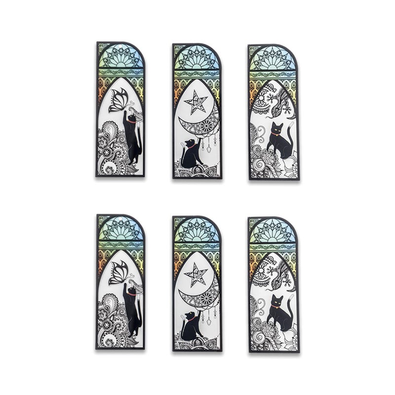 DEARART Cute Cats Bookmark Three Picture Six pcs Bookmarks Page Markers Book Markers for Women Teacher Student Gifts Set1 - Image 2