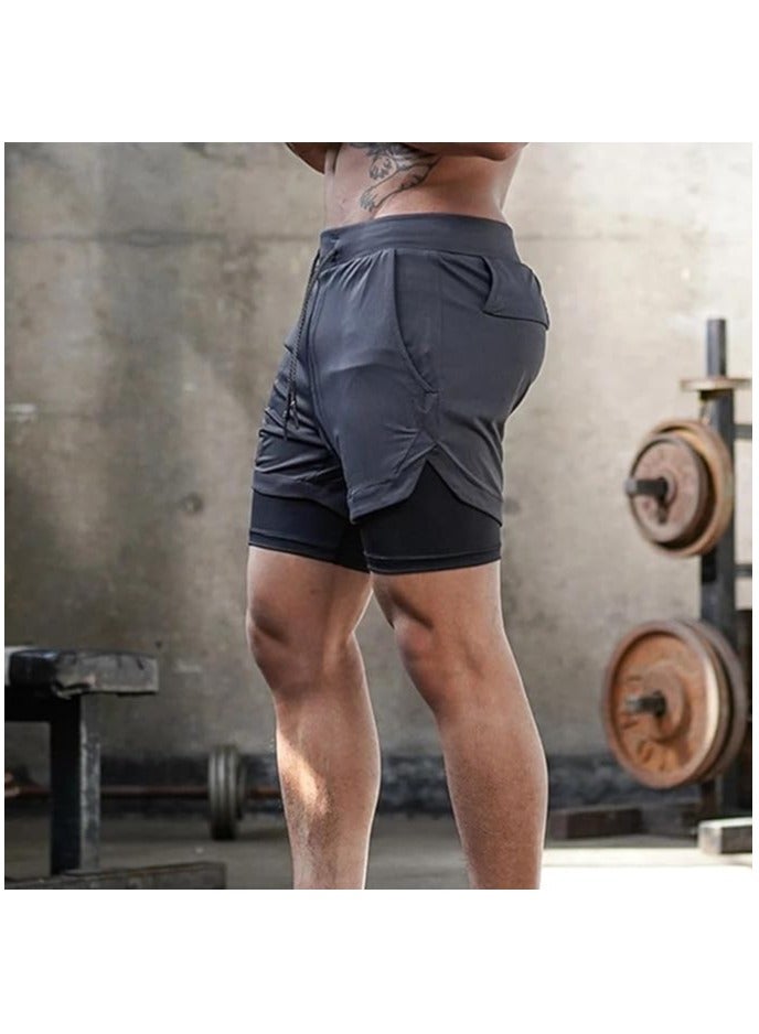 Hiras Gym Shorts for Men, Men's Activewear Running Shorts,Drawstring Gym Shorts Men, 2 Layer Loose Athletic Shorts with 4 Pockets, XXL Size - Image 5