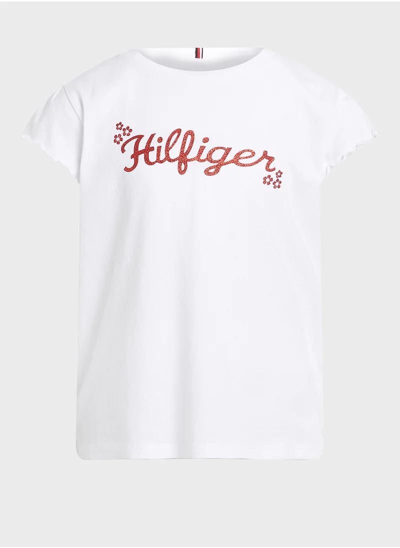 تومي هيلفيغر FLOWER GLITTER REG TEE SS