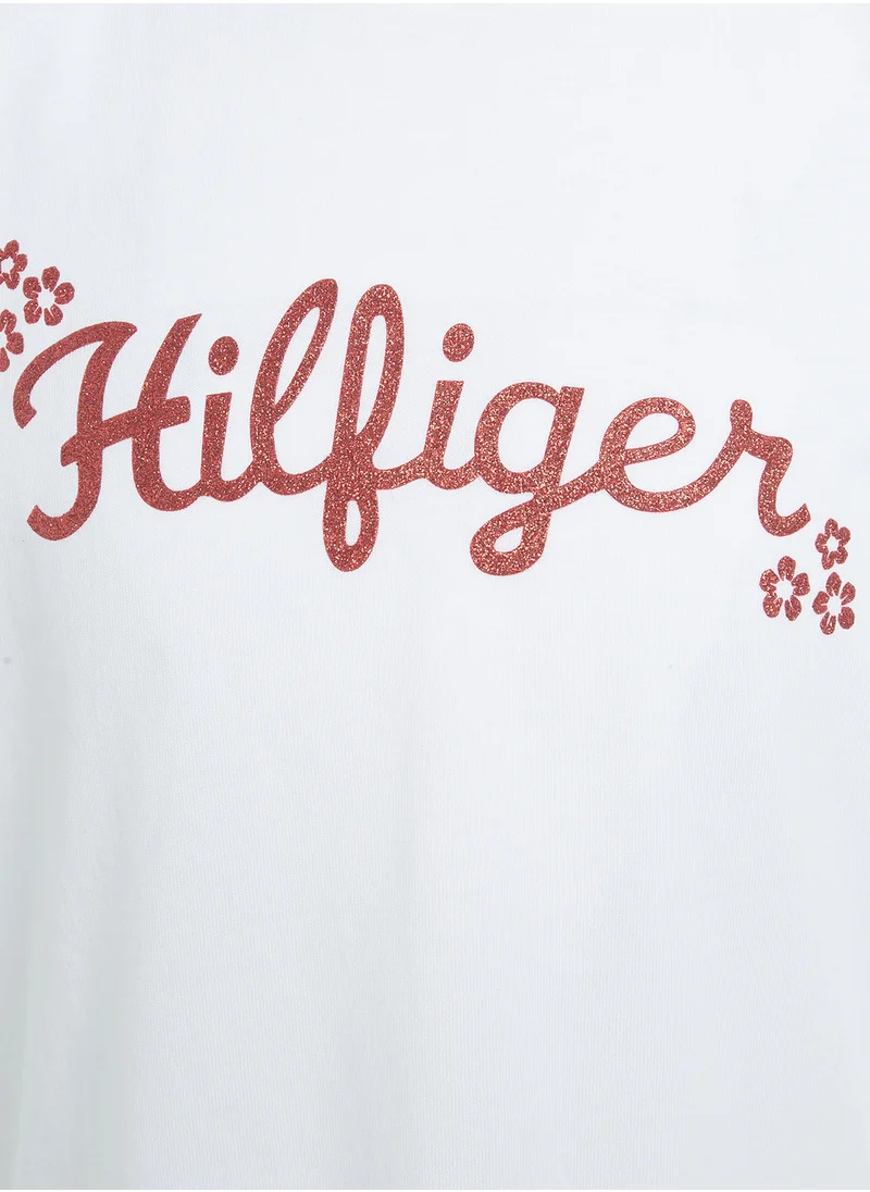 تومي هيلفيغر FLOWER GLITTER REG TEE SS