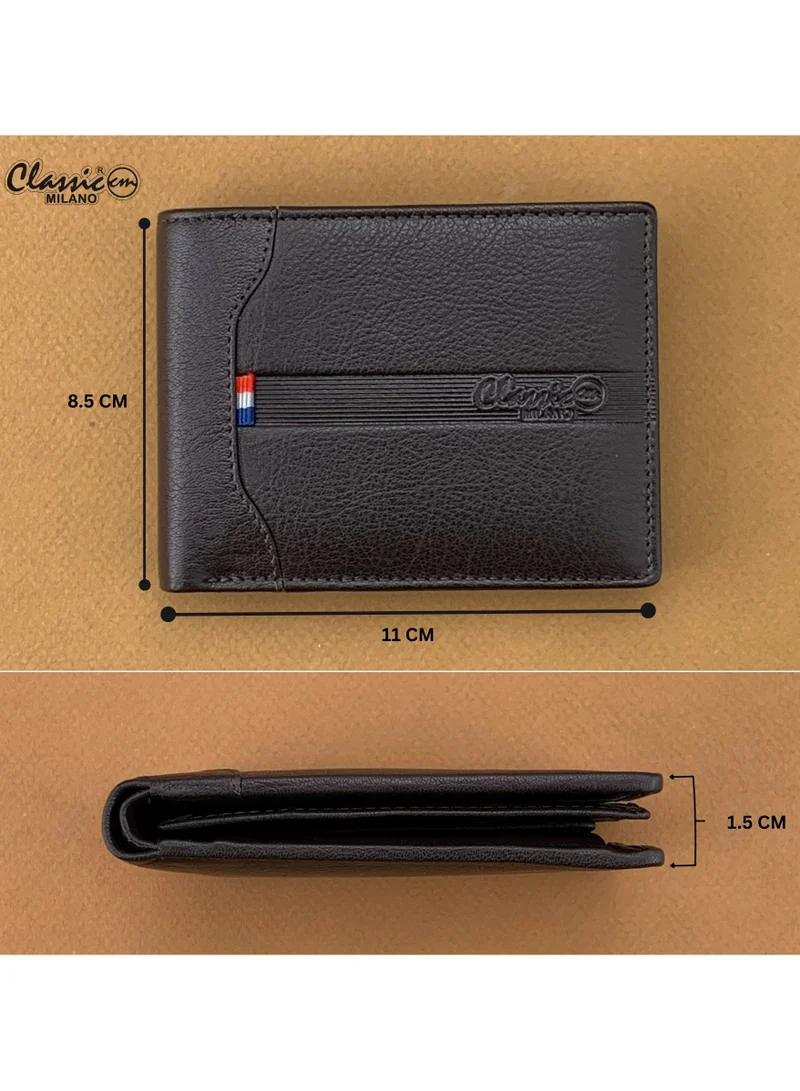 Classic Milano Brown (CMGT-15N) Classic Milano Men’s Wallet – Slim Bifold Leather Wallet for Men with RFID Blocking – Credit Card Holder & Card Wallet – Stylish Mens Purse – Gift for Husband, Father & Men for Men | Best Price UAE
