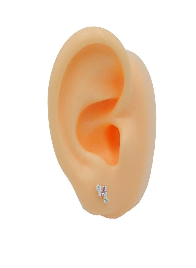 آيسروز أقراط صغيرة رقيقة مرصعة بكريستال وردي صغير من الفضة الإسترليني عيار 925 على شكل فلامنجو، مناسبة لثقب شحمة الأذن الصغيرة أو ثقب الأذن الثاني أو الثالث 45006 (خالية من النيكل) - Image 5