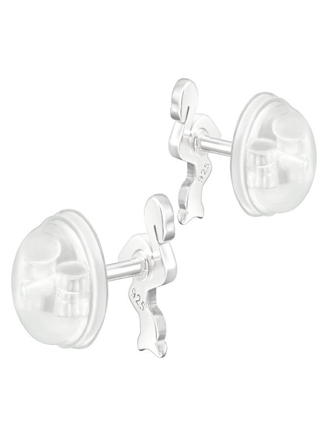 آيسروز أقراط صغيرة رقيقة مرصعة بكريستال وردي صغير من الفضة الإسترليني عيار 925 على شكل فلامنجو، مناسبة لثقب شحمة الأذن الصغيرة أو ثقب الأذن الثاني أو الثالث 45006 (خالية من النيكل) - Image 3