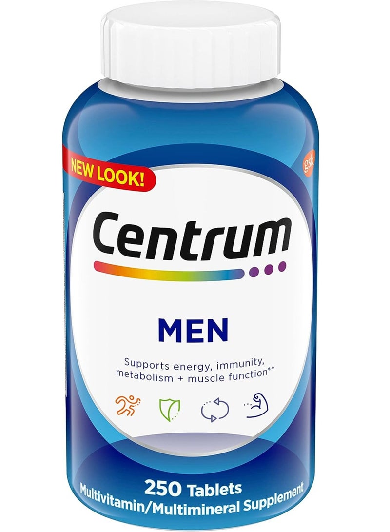 Centrum Multivitamin for Men, Multivitamin/Multimineral Supplement with Vitamin D3, B Vitamins and Antioxidants, Gluten Free, Non-GMO Ingredients - 250 Count - Image 1