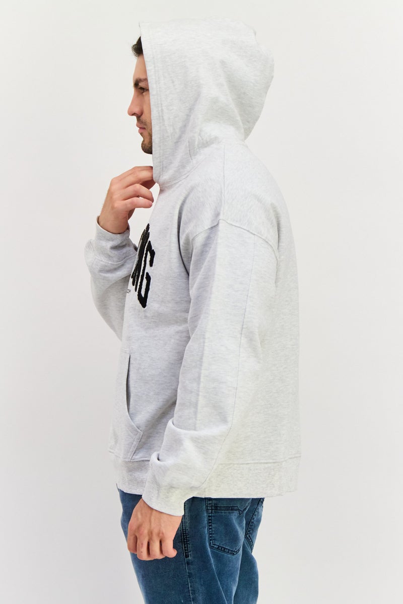 GOOD FOR NOTHING Men Hooded Neck Embroidered Long Sleeves Sweatshirt, Grey - Image 4