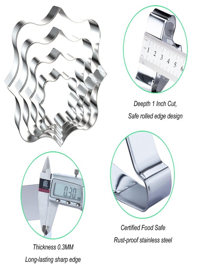 QAAQS Square Plaque Cookie Cutter Set Extra Large - 5 inch, 4 inch, 3 inch, 2 inch - 4 Piece Frame Plaque Cookie Cutters Shapes Molds - Stainless Steel - Image 3