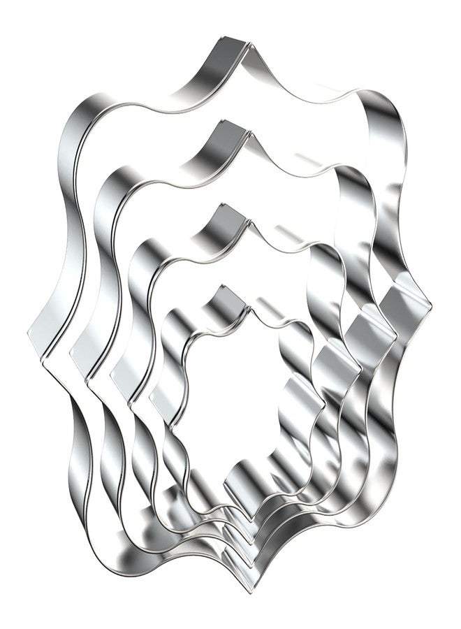QAAQS Square Plaque Cookie Cutter Set Extra Large - 5 inch, 4 inch, 3 inch, 2 inch - 4 Piece Frame Plaque Cookie Cutters Shapes Molds - Stainless Steel - Image 1