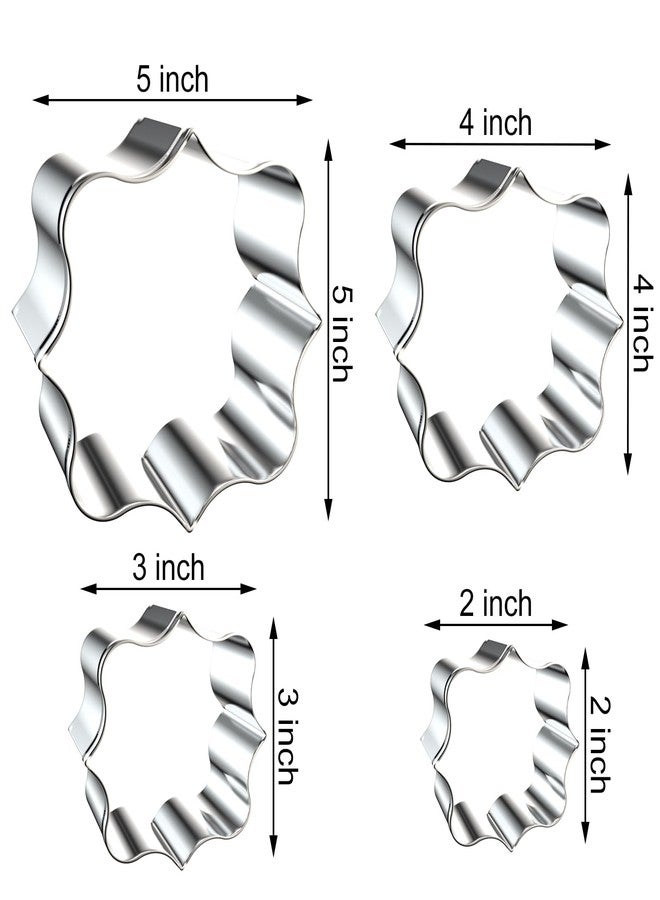 QAAQS Square Plaque Cookie Cutter Set Extra Large - 5 inch, 4 inch, 3 inch, 2 inch - 4 Piece Frame Plaque Cookie Cutters Shapes Molds - Stainless Steel - Image 2