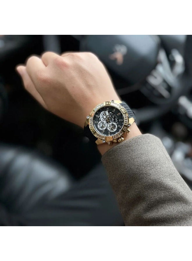 جس ساعة جيس للرجال كوارتز ستانلس ستيل بسوار سيليكون، اسود، 24 (موديل: GW0333G2) - Image 5