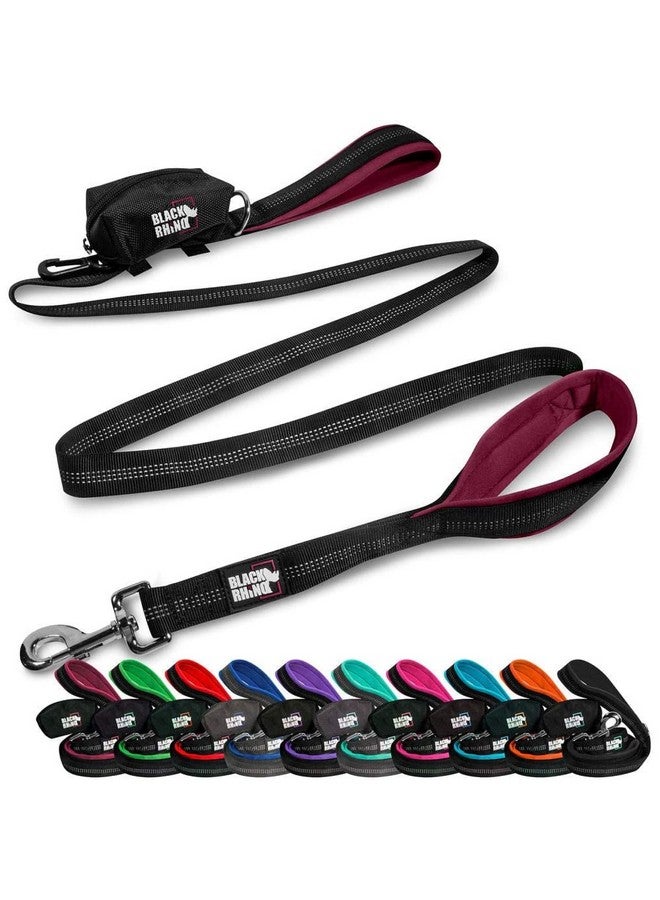 بلاك رينو مقود كلاب بلاك راينو عالي التحمل للكلاب المتوسطة والكبيرة - مقود مزدوج بطول 6 أقدام مع مقابض مبطنة للتحكم في حركة المرور وحقيبة - عاكس ومتين ومقاوم للعوامل الجوية (بورجوندي) - Image 1