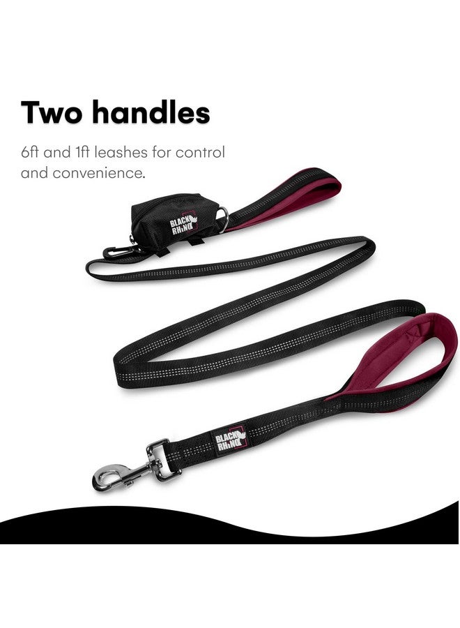 بلاك رينو مقود كلاب بلاك راينو عالي التحمل للكلاب المتوسطة والكبيرة - مقود مزدوج بطول 6 أقدام مع مقابض مبطنة للتحكم في حركة المرور وحقيبة - عاكس ومتين ومقاوم للعوامل الجوية (بورجوندي) - Image 4