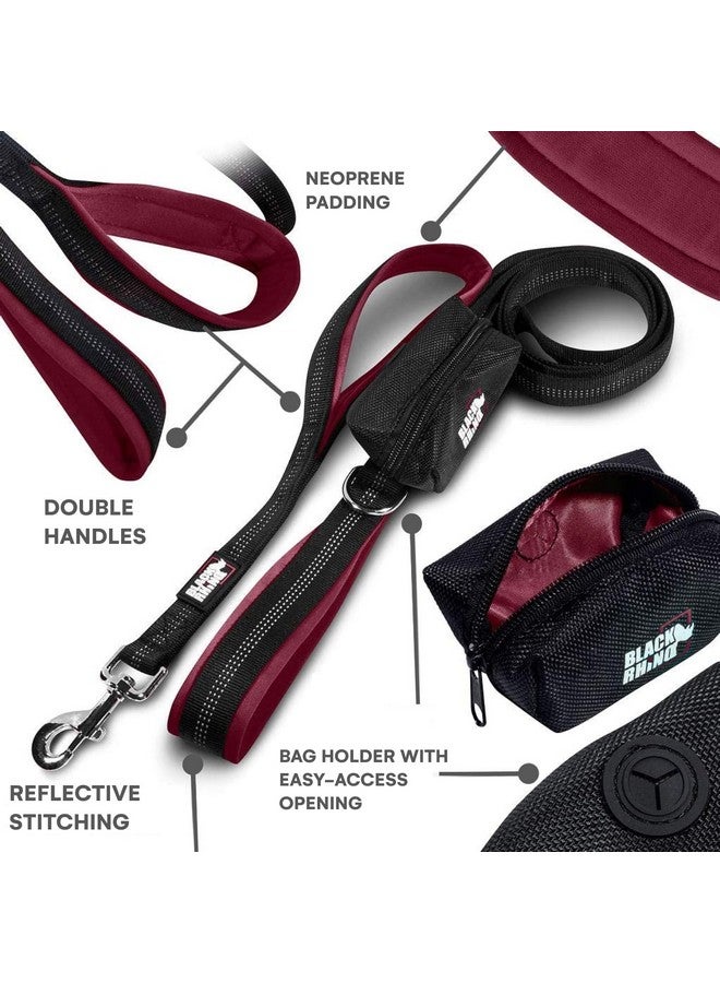 بلاك رينو مقود كلاب بلاك راينو عالي التحمل للكلاب المتوسطة والكبيرة - مقود مزدوج بطول 6 أقدام مع مقابض مبطنة للتحكم في حركة المرور وحقيبة - عاكس ومتين ومقاوم للعوامل الجوية (بورجوندي) - Image 3