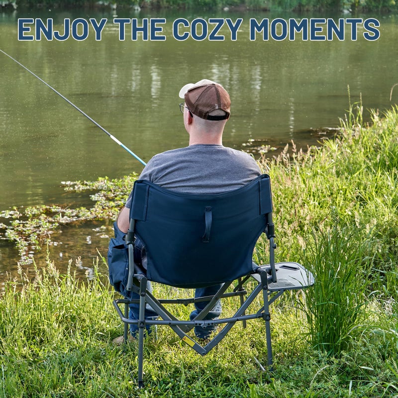 TIMBER RIDGE Aluminum Camping Directors Chair with Side Table Pocket, Portable Folding Chair, Heavy Duty Lawn Chair for Fishing Trip Picnic Concert Outdoor 400lbs, Navy - Image 5