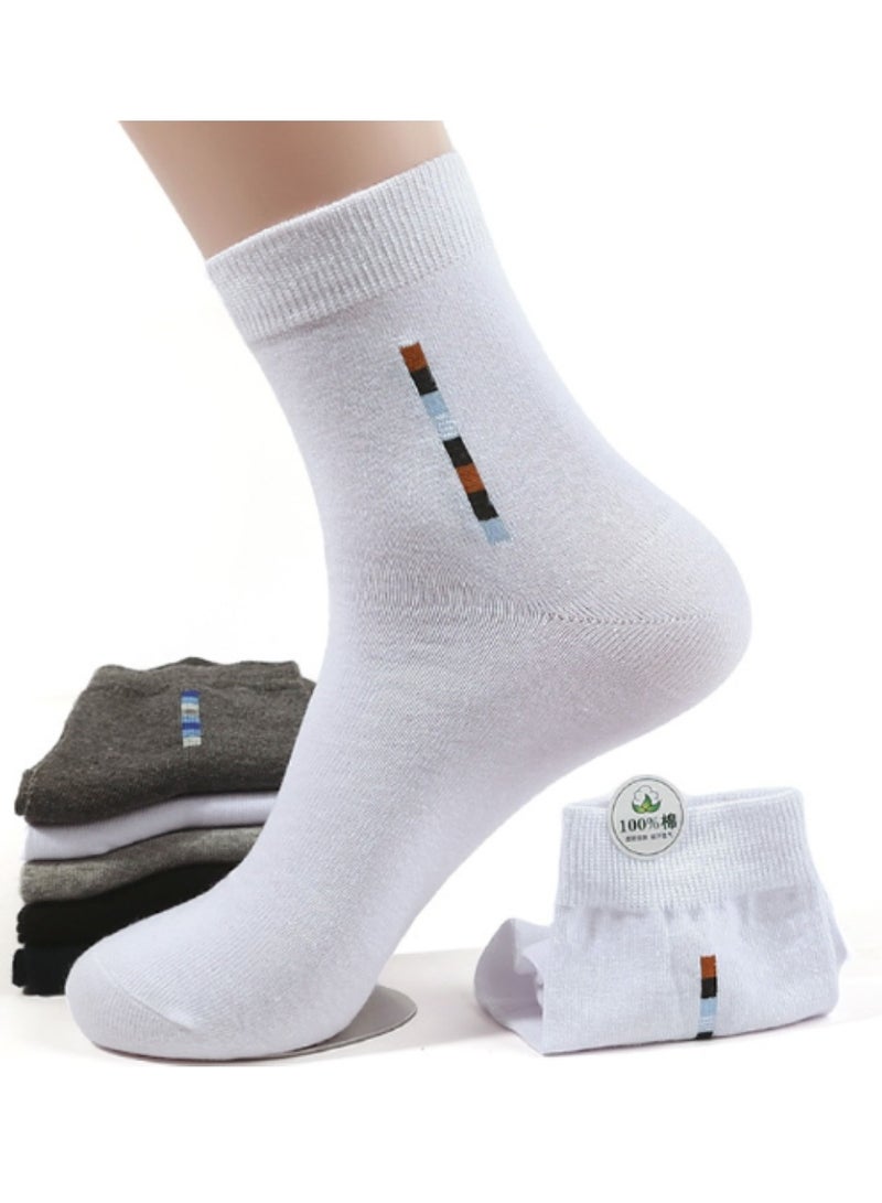 infino Men's 100% Cotton Mid-Cut Socks: Mid-Cut Socks, Dress Socks, Moisture Wicking, All Season, 100% Cotton, Sweat Wicking and Odor Resistant, Smart Casual (5 Pairs, White)  - Image 2