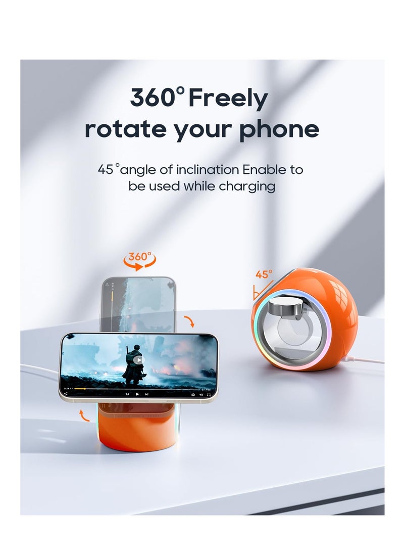 SYOSI - 3 in 1 Wireless Charging Station, Magnetic Wireless Charger for iPhone Apple Watch and AirPods, Fast Wireless Charger Stand for iPhone 15/14/13/12, for Multiple Devices (Orange) - Image 1