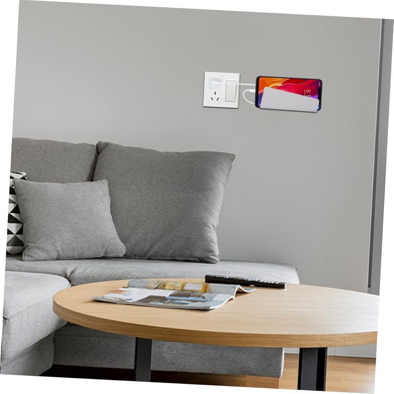 2pcs Wall Mount Phone Holders Adhesive Phone Charging Bracket for Mobile Tablet White - Image 5