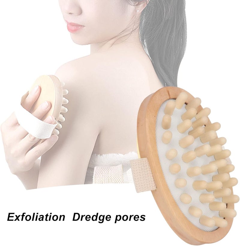 klarako Gasbag Massage Brush, Natural Wood Massage Body Brush Soothing Lymphatic Drainage Hand Drying Body Gasbag Brush Peeling Brush with Soft Massage Nodules Shower Brush Body Scrubber - Image 3