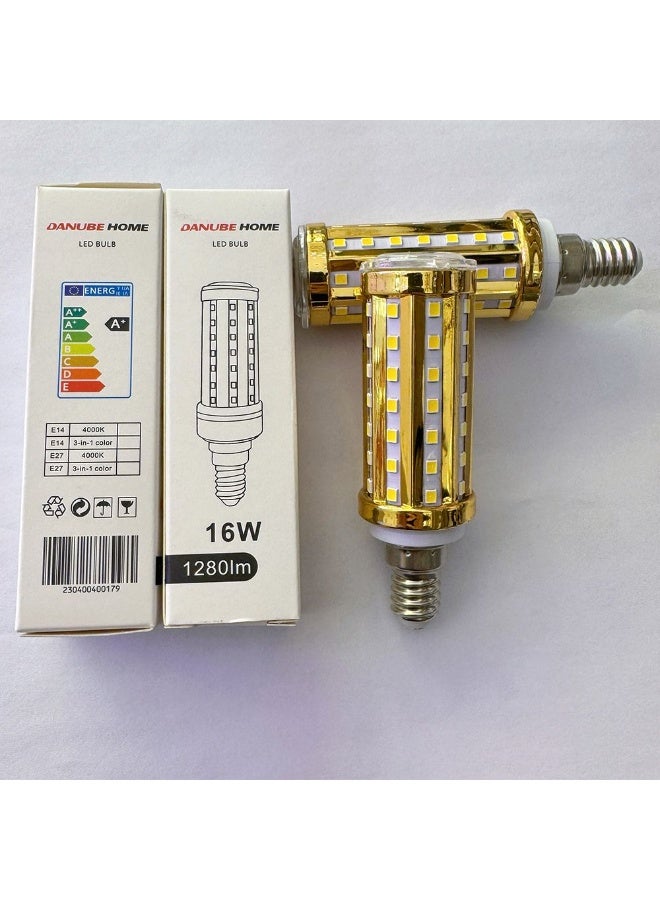 DANUBE HOME Danube Home Freesia 16 Watt - E14 LED Light Bulb For Chandeliers, Wall Lights | 4000K Warm White Light| Long Lamp Life| Aluminum Base With Glass, Gold Finish |16W, AC 85-265Volt Bulb (1 Year Warranty)  - Image 4