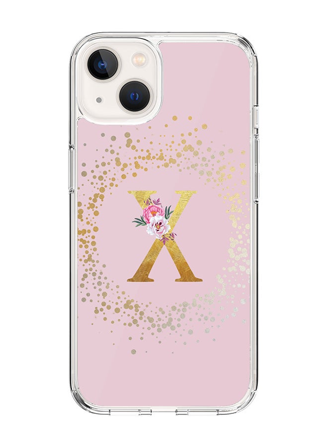 Stylizedd Classic Clear Case For iPhone 15 Plus, Hybrid Soft Case Flexible Edges Thin Cover- Custom Monogram Initial Letter Floral Pattern Alphabet - X (Pink) - Image 1