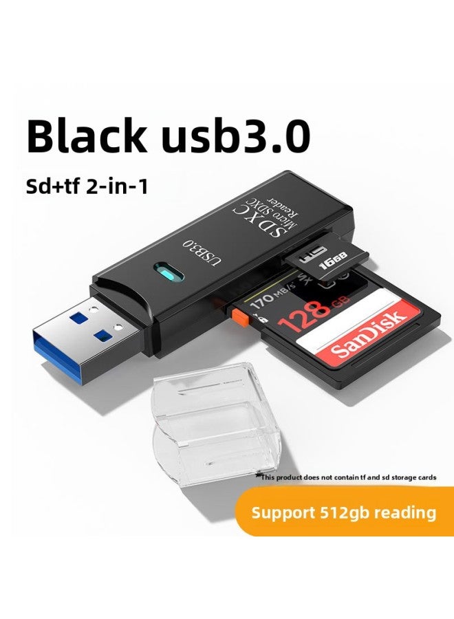 Card Reader Usb3.0 High-speed Multi-function All-in-one Sd Memory Card Tf Converter Typec Computer Card U Disk-Color:Black 3.0 [sd/tf Card Two-in-one]-Capacity:Default Item  - Image 1
