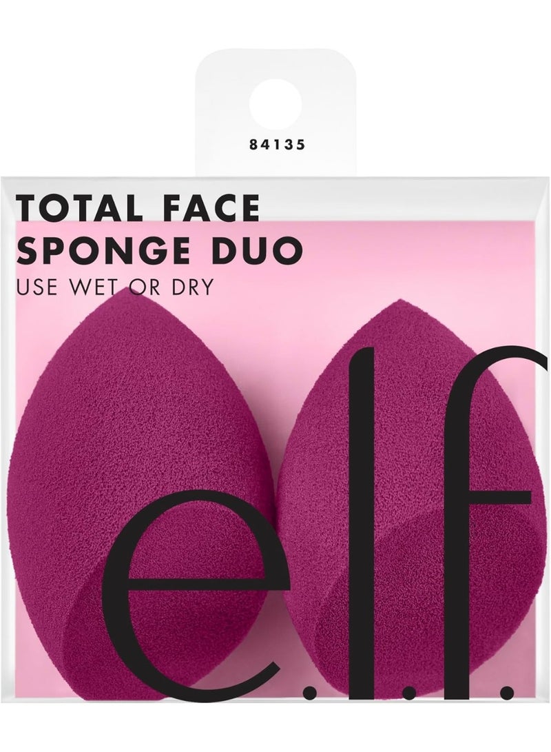 elf Cosmetics Total Face Sponge Duo, 2 Count, Fuchsia Pink - Image 1
