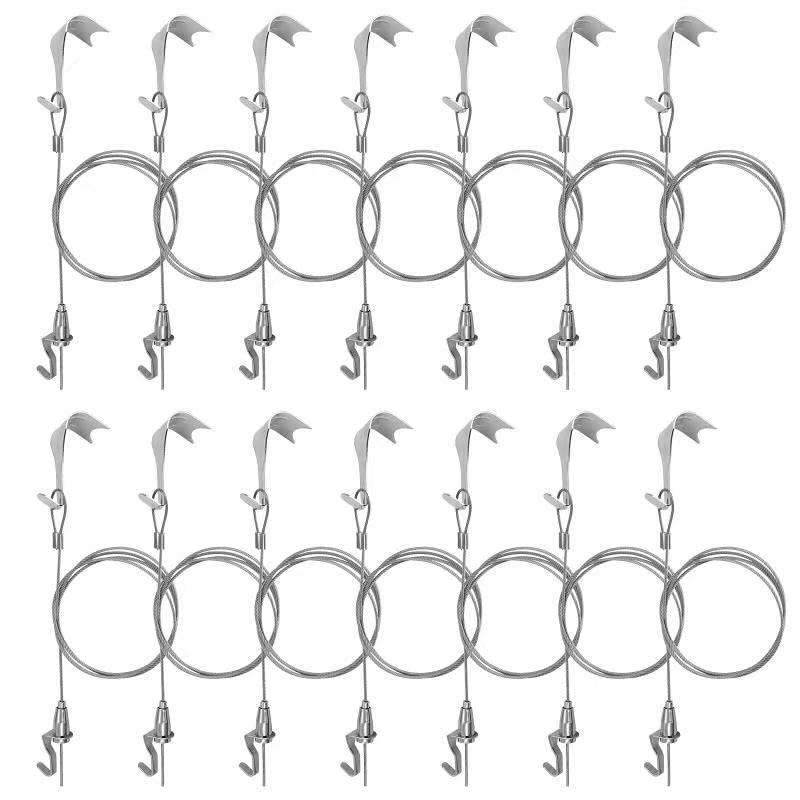 Mocking Bird Sturdy Picture Rail Hanging System 66 lb 30 kg Max Load Capacity Adjustable Wire Hooks Kit 3ft 1 m Length Cable with Loop Frames Display kit 14 Pack Silver WJPJ0003T14