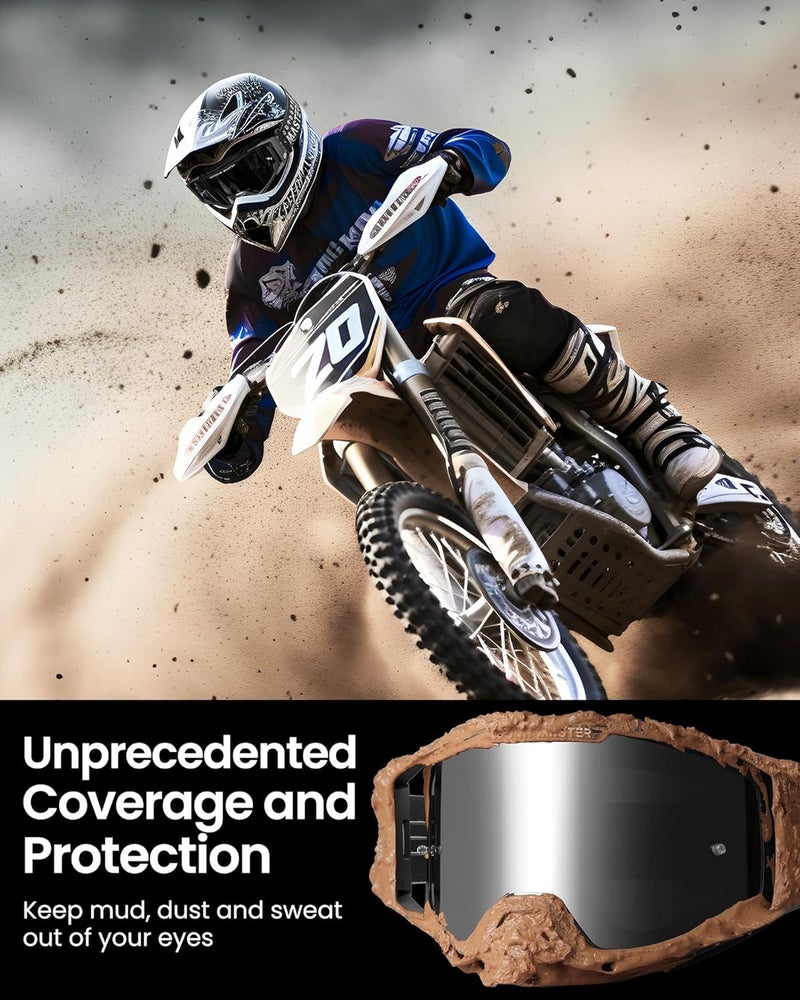 OutdoorMaster Mustang Dirt Bike Goggles - OTG Motorcycle Goggles for Men, Women, Adult, Youth - Image 2