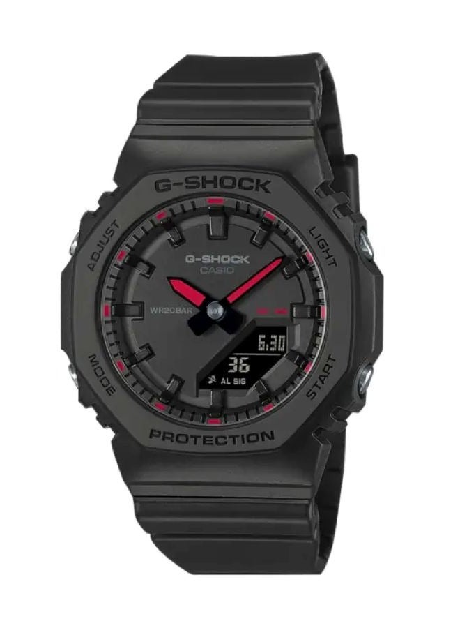 G-SHOCK Casio G-Shock GMA-P2100SA-1A1ER Women’s Watch – Black Resin Case & Strap, Black Dial, Vivid red index markers & hands, Slim Carbon Core Guard, Analog-Digital, Shock Resistant, 200M Water Resistant.