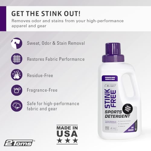 2Toms StinkFree Laundry Detergent, Fragrance-Free Odor Eliminator for Athletic Clothes & Gear, Formulated for Sweat, 30 Ounces, 2 Bottles - Image 2