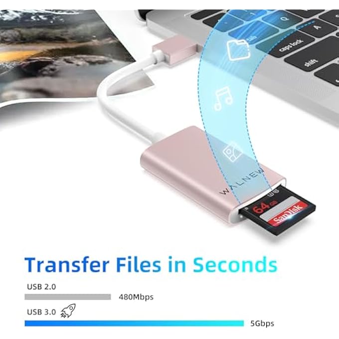 WALNEW USB 3.0 MICRO SD CARD READER WITH DUAL SLOTS FOR SD/SDXC/SDHC/MICRO SDXC/TF/MICRO SDHC/UHS-I,UNIVERSAL MEMORY CARD READER FOR MAC OS,WINDOWS,ANDROID ON PC,LAPTOP,AND CAMERA (PINK) - Image 2