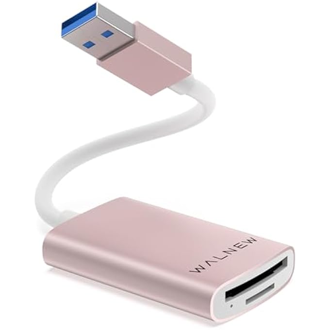 WALNEW USB 3.0 MICRO SD CARD READER WITH DUAL SLOTS FOR SD/SDXC/SDHC/MICRO SDXC/TF/MICRO SDHC/UHS-I,UNIVERSAL MEMORY CARD READER FOR MAC OS,WINDOWS,ANDROID ON PC,LAPTOP,AND CAMERA (PINK) - Image 1