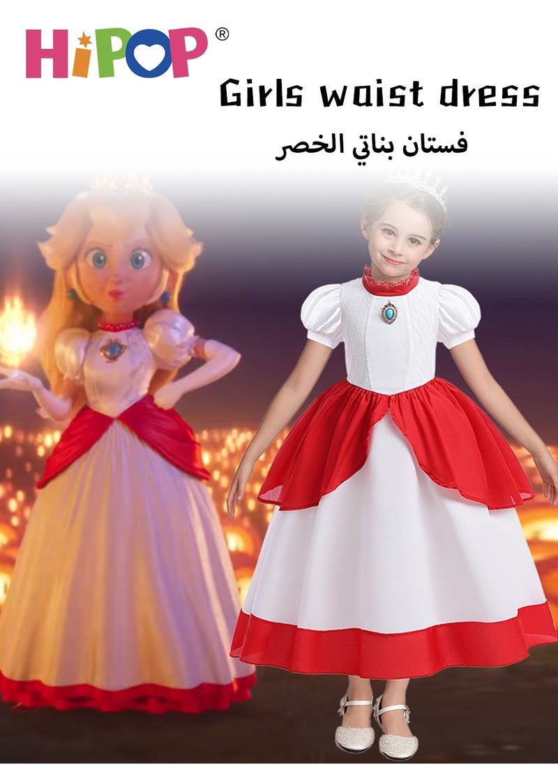 هيبوب إكسسوارات فستان الأميرة للبنات ، أزياء سوبر ماريو للأميرة ، أزياء تنكرية لحفلات أعياد الميلاد  - Image 4