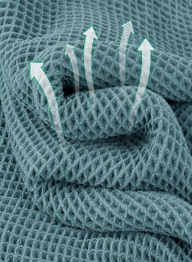 MICROFI Microfiber Waffle Hand Towels, 4 Pieces, Soft, Absorbent, Fast Drying, Lint Free (Green) - Image 2