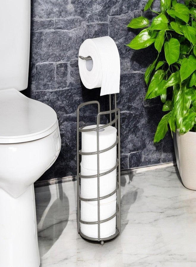 Honey Can Do Toilet Paper Holder Stand, 4 Toilet Paper Rolls, Satin Nickel Finish - Image 1