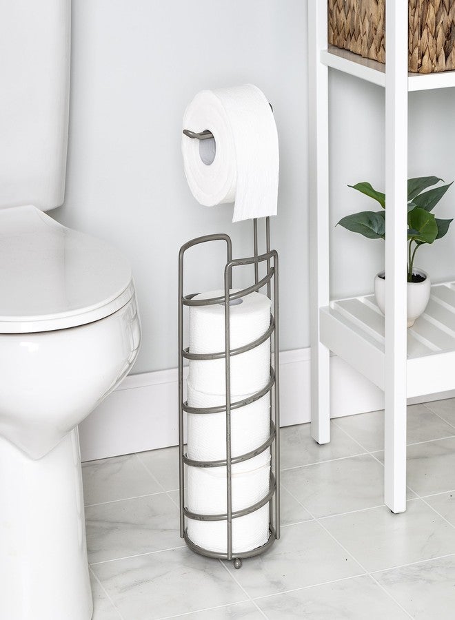 Honey Can Do Toilet Paper Holder Stand, 4 Toilet Paper Rolls, Satin Nickel Finish - Image 3
