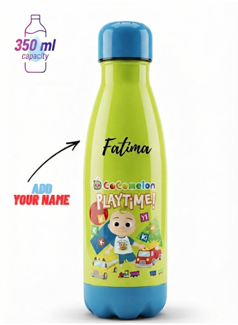 Cocomelon Personalized Kids Water Bottle 350ml – Add Your Name | Vacuum Insulated Stainless Steel - Image 1