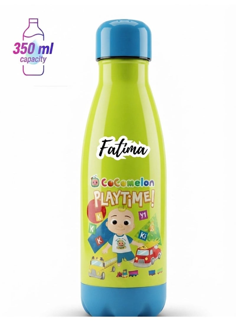 Cocomelon Personalized Kids Water Bottle 350ml – Add Your Name | Vacuum Insulated Stainless Steel - Image 2