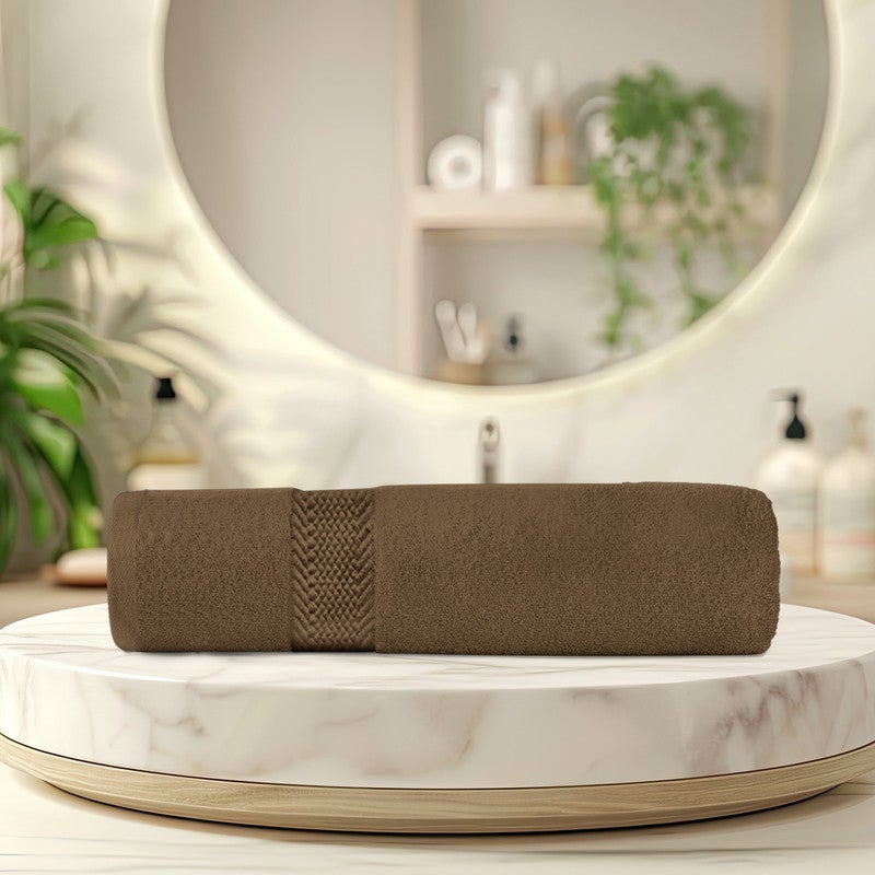 ريست REST  1PC Bath Towel 100% Cotton 70x140 cm , 27x55 inches Extra Large Brown 1PC Bath Towel Soft and High Absorbent Super Soft Quality Towel - Image 2