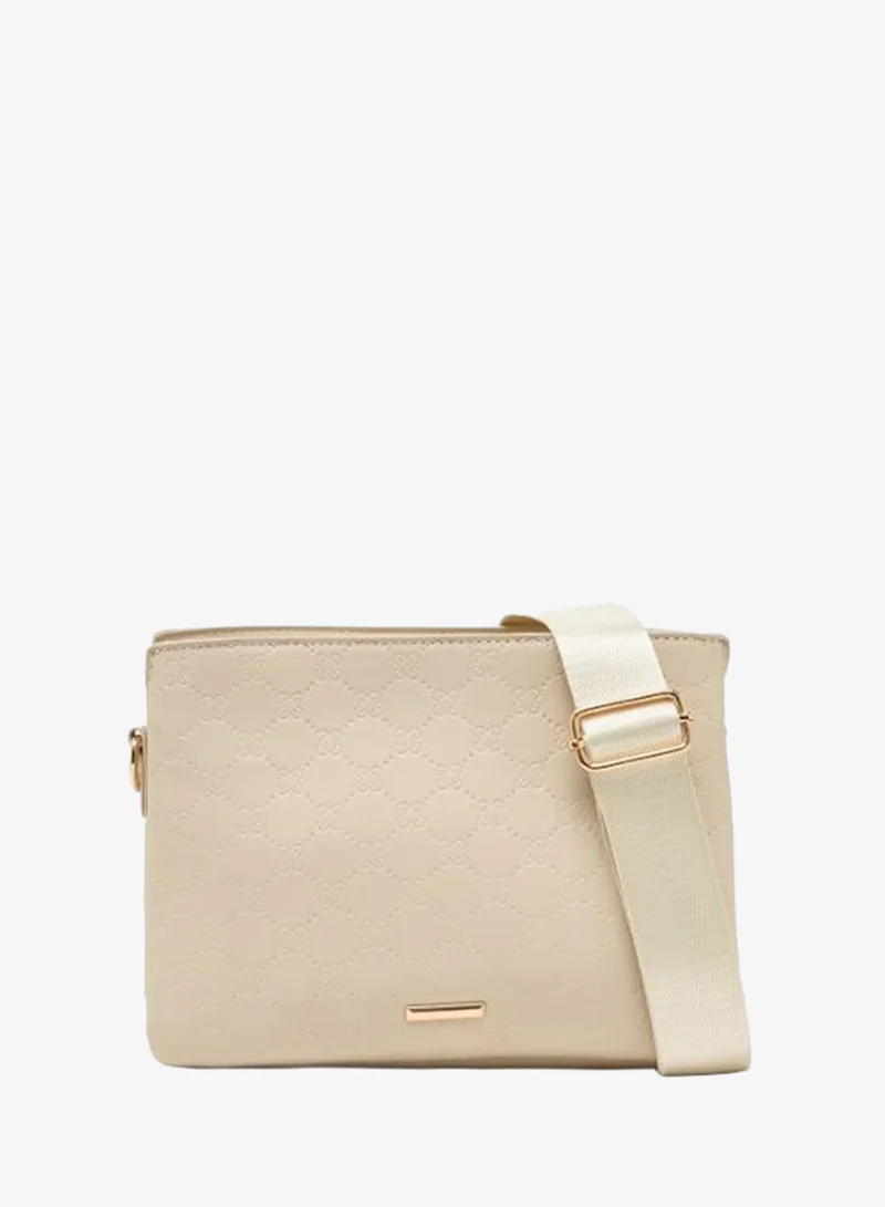 Sasha Sasha Floral Embossed Crossbody Bag with Zip Closure