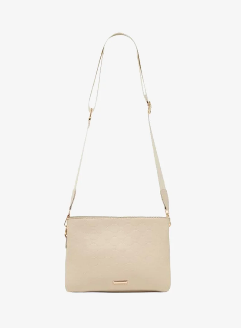 Sasha Sasha Floral Embossed Crossbody Bag with Zip Closure