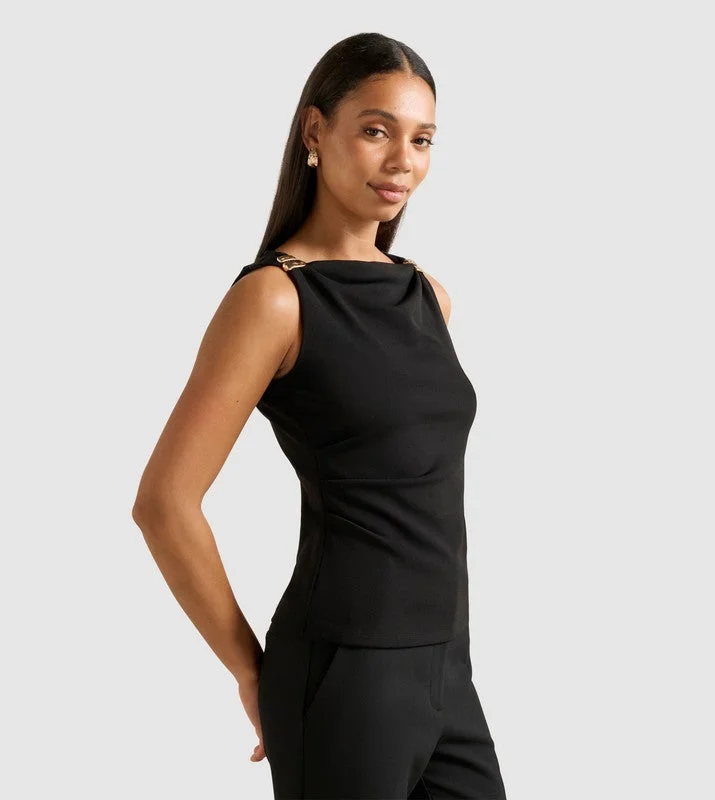 forever new  CLEO Metal Accent Cowl Neck Top for Women | Best Price UAE