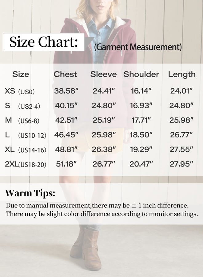 MYSNBKN Women Winter Hoodies Zip Up Fleece Sherpa Lined Warm Sweatshirts Jacket(WineRed-L)  - Image 3