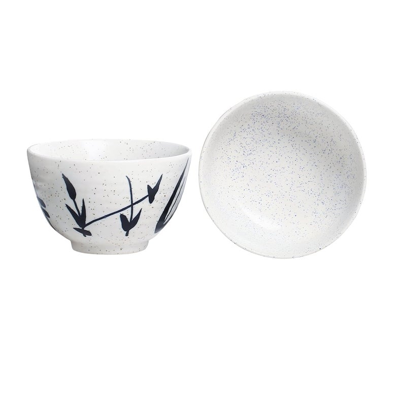 Caffeine Caffeine Ceramic Handmade white Bamboo Dessert bowl Set of 8 - Image 2