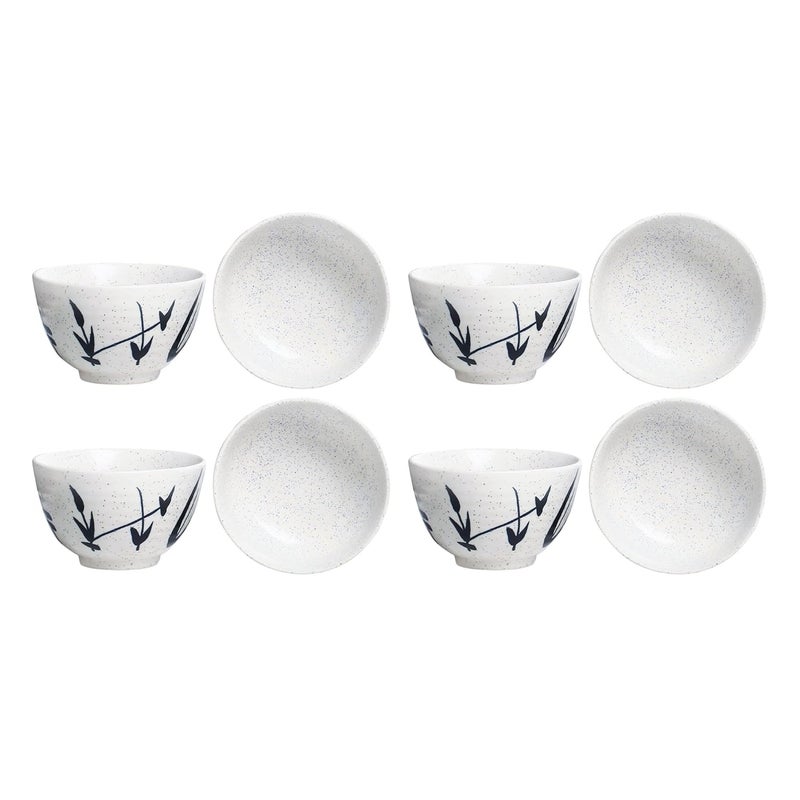 Caffeine Caffeine Ceramic Handmade white Bamboo Dessert bowl Set of 8 - Image 1