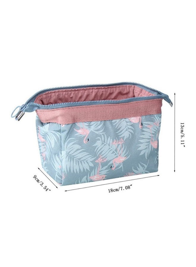 TS WITH TECHSUN Polyester Waterproof Cosmetic Toiletry Bag Travel Floral Printed Women Vanity Shaving Household Grooming Portable Zipper Makeup Case Pouch (SkyBlue) 18 X 13 X 9 cm - Image 3