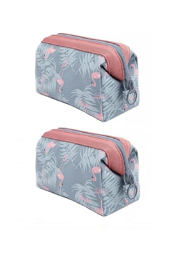 TS WITH TECHSUN Polyester Waterproof Cosmetic Toiletry Bag Travel Floral Printed Women Vanity Shaving Household Grooming Portable Zipper Makeup Case Pouch (SkyBlue) 18 X 13 X 9 cm - Image 1
